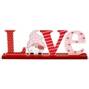 3 Valentines Day Wooden Table Decorations Pink Heart Love  Sign Valentine's